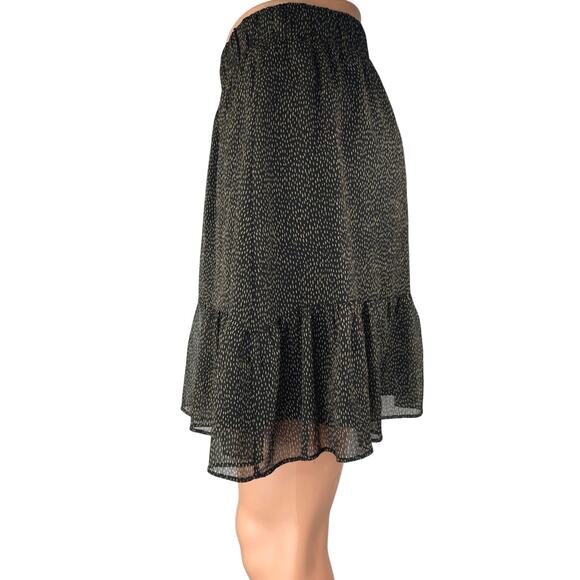 NEW Ann Taylor LOFT Black Pull On Polka Dots High Waisted Ruffle Mini Skirt XS - Picture 2 of 5